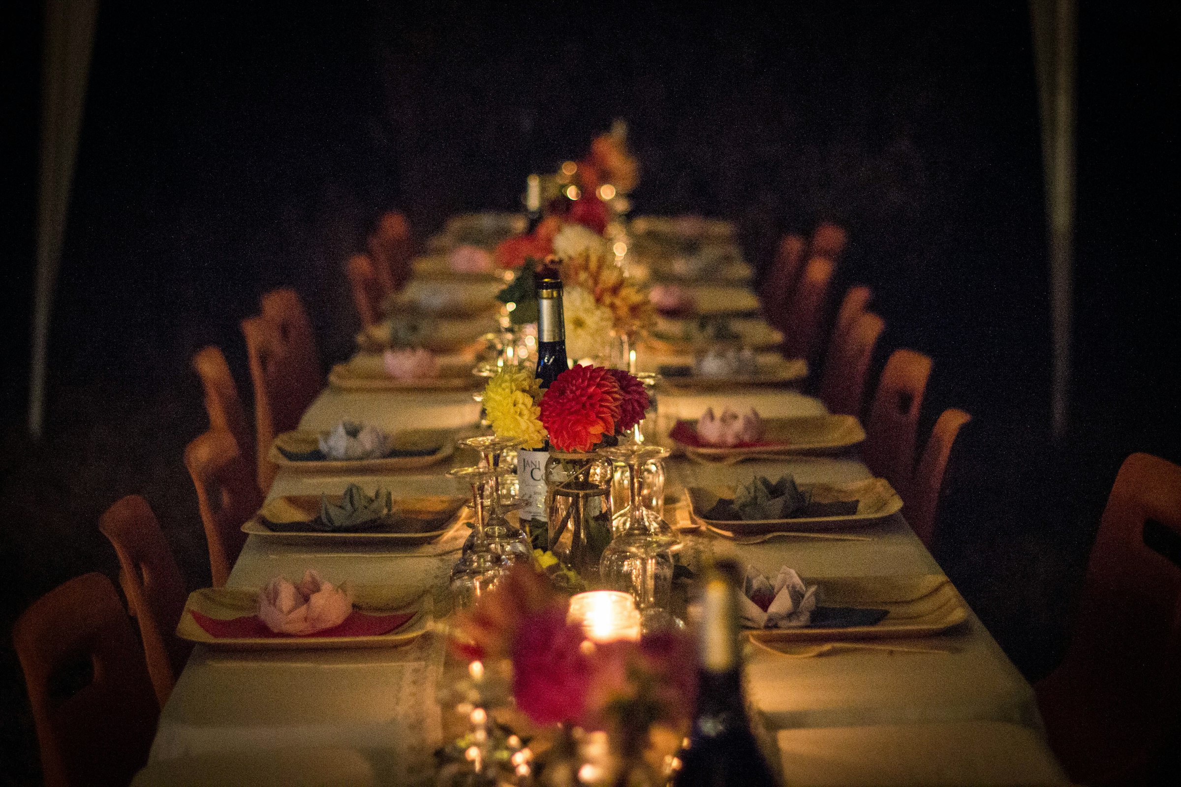 Table set in candlelight