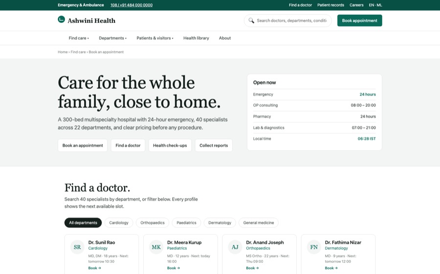 Multispecialty hospital preview